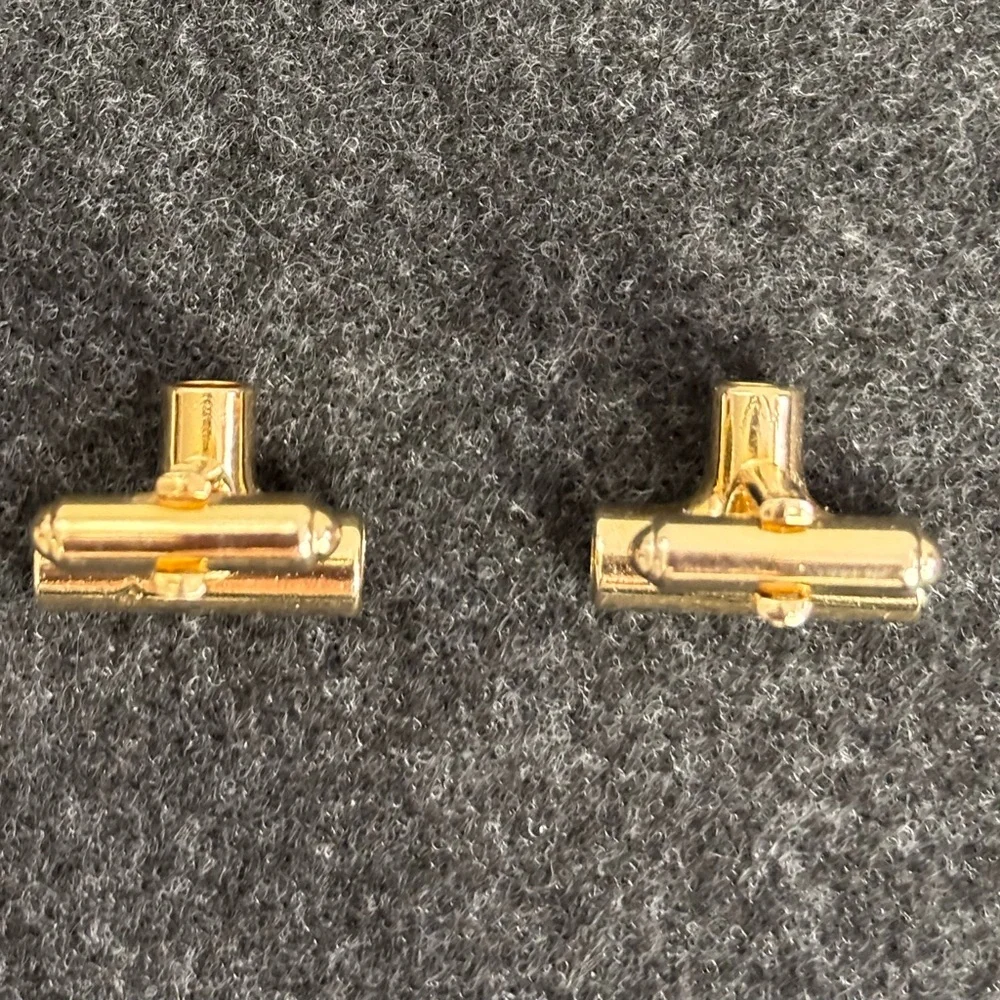 Hickok NIB Gold/Brass-Tone T-Connector Pipe Shaped Cuff Links
